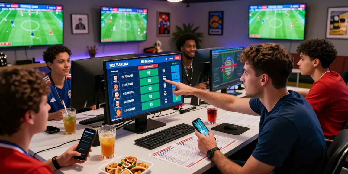 Group of sports enthusiasts discussing tempototo bets at a modern venue for World Cup 2026.
