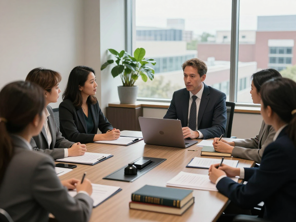 Stephen Gleave Ancaster consulting with clients in a professional legal office