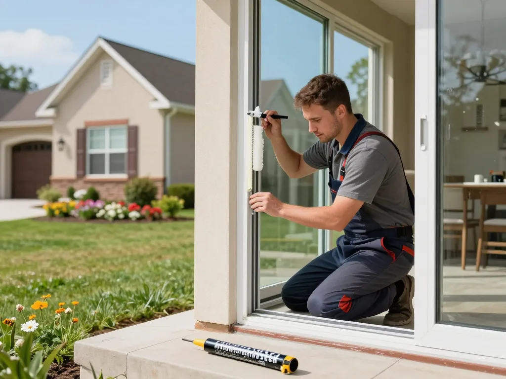 Expert glass window replacement in a residential setting promoting home improvement quality.