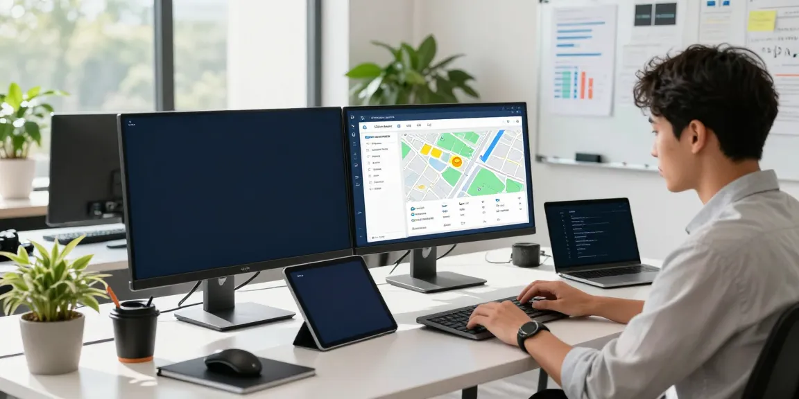 Outscraper Google Maps Scraper tool used by a data analyst in a modern office.