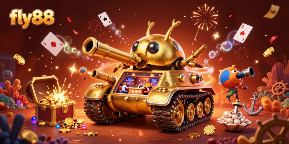 Experience the excitement of fly88 with a golden beetle tank revealing a vibrant casino scene.