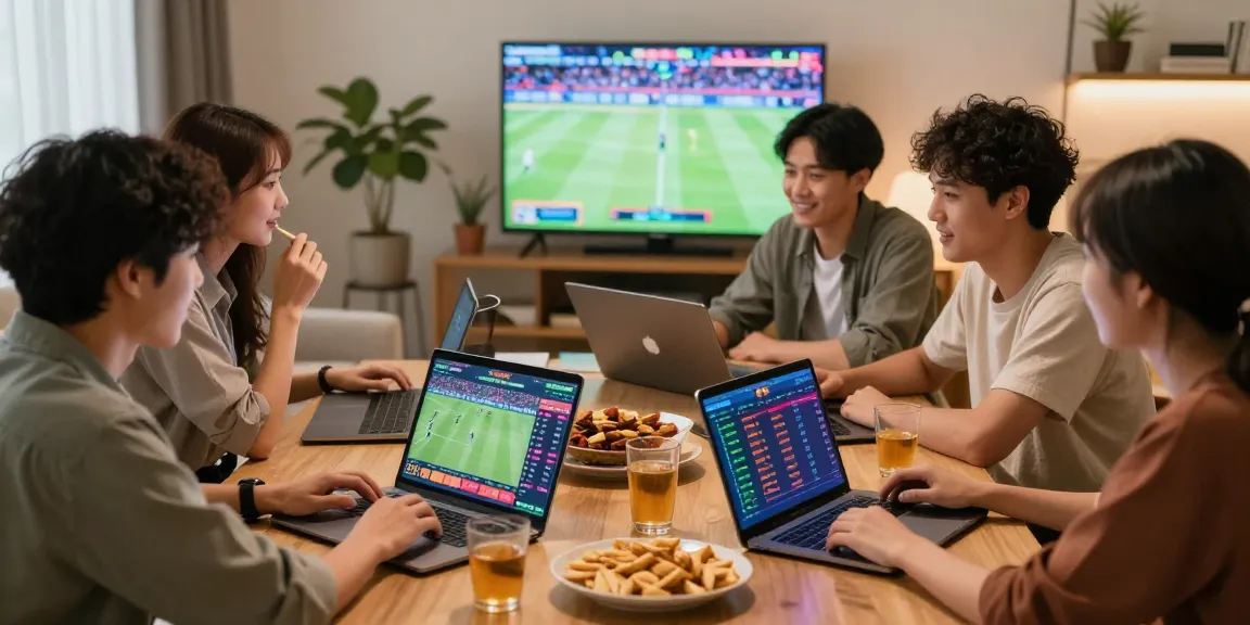 Friends discussing various 토토사이트 options in a cozy home setting.
