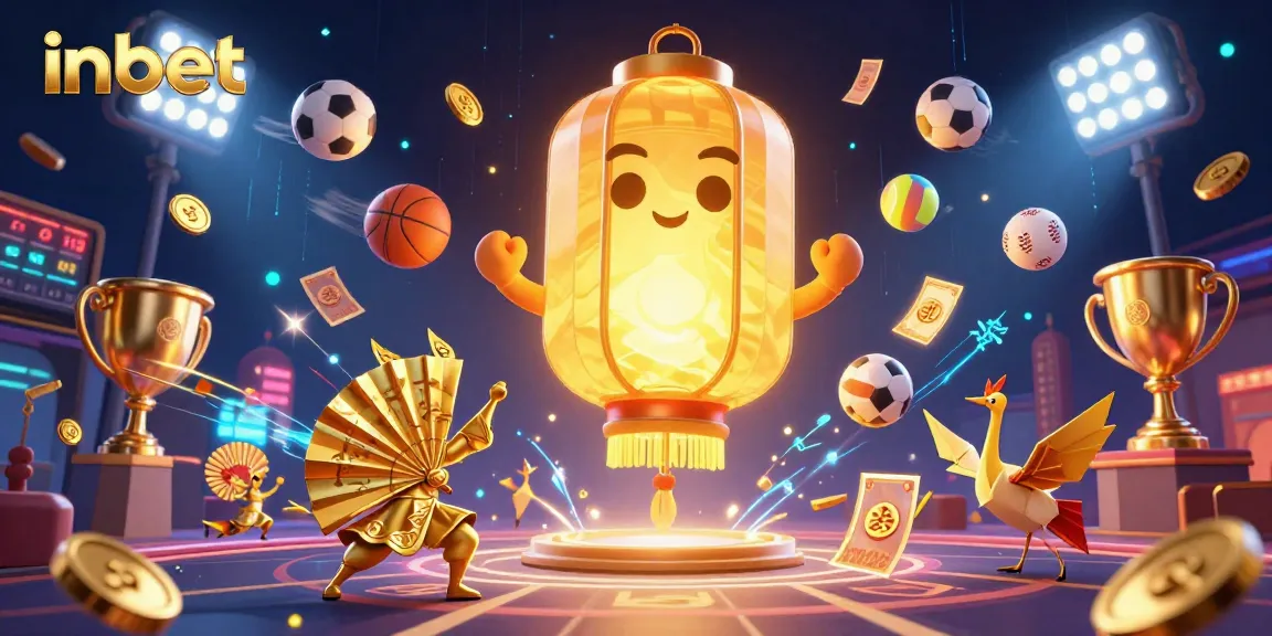 Experience thrilling inbet action with vibrant 3D casino illustration featuring sports elements.