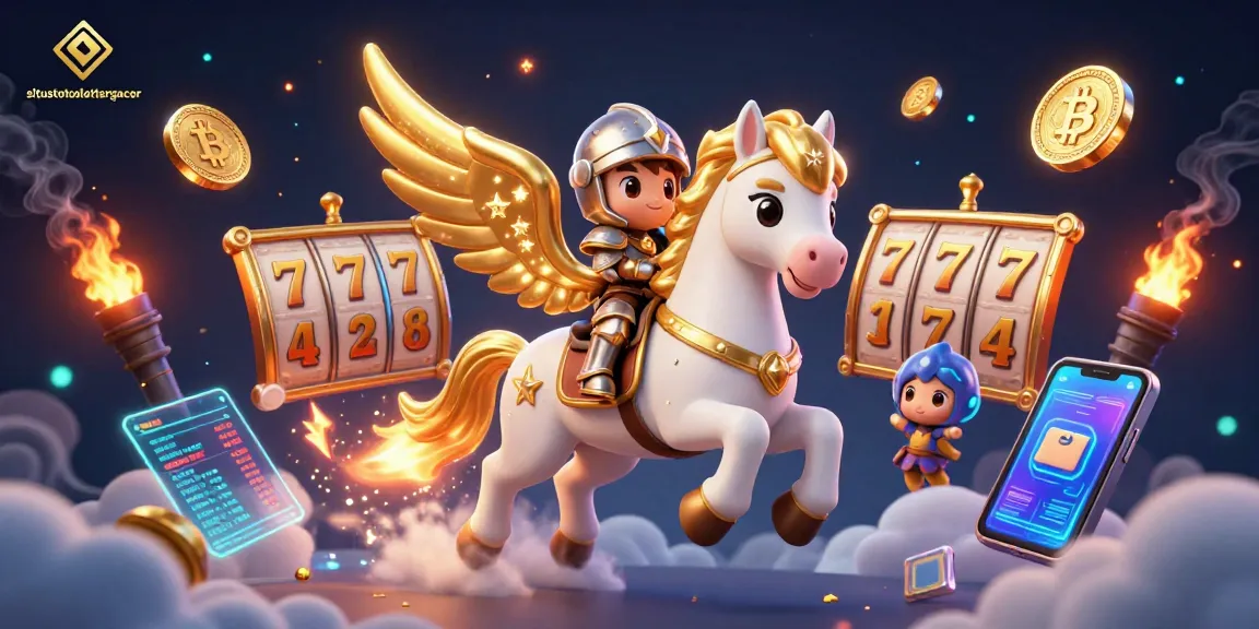 Win big at situstotoslottergacor with an exciting jackpot scene featuring a celestial horse and crypto coins.