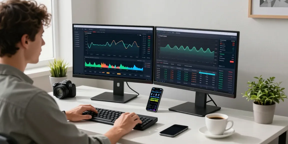 Engaged trader analyzing NAGA2000 data in a bright home office.