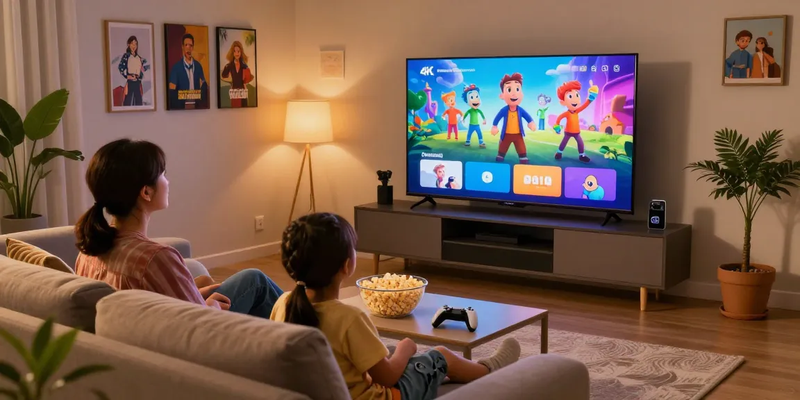 Famille profitant de l'expérience de streaming avec Iron tv pro sur Smart TV en 4K.