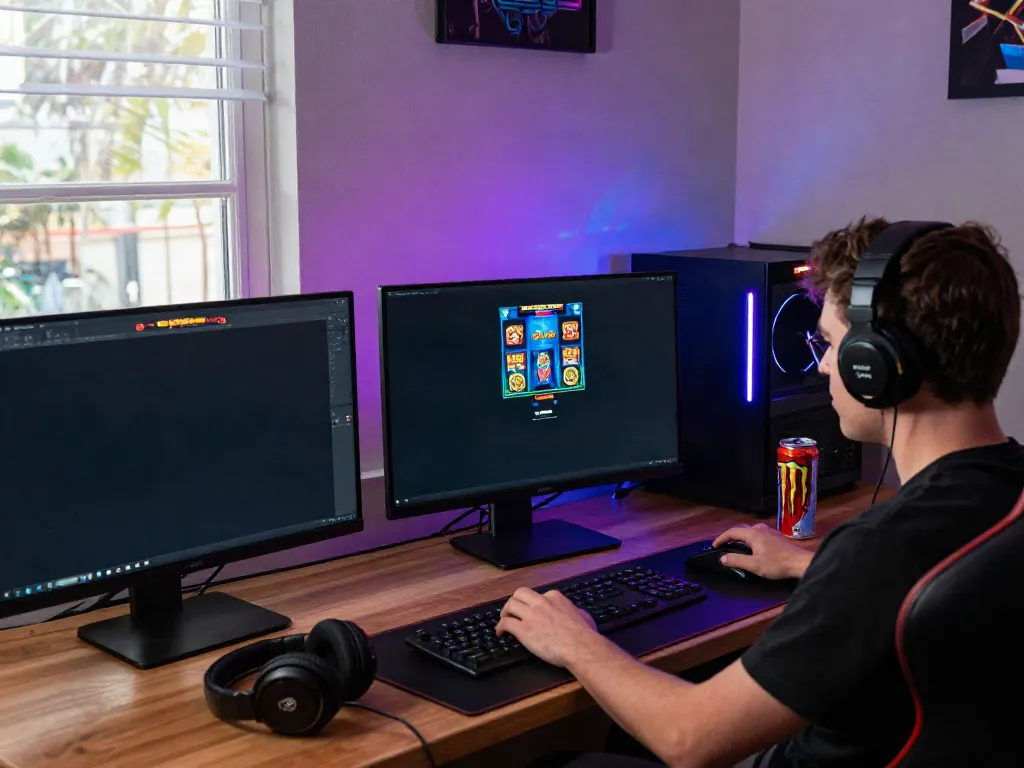 Engaging user interface at https://da88z.net/ showing colorful slot games on a desktop setup.