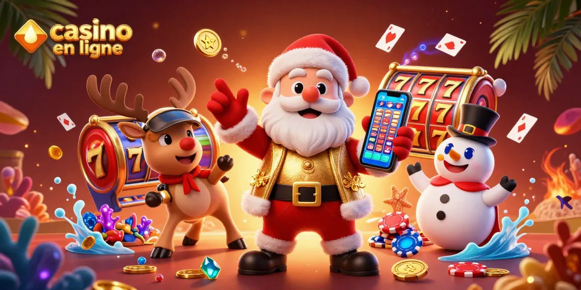 Jouez dans un casino en ligne avec Santa, des jackpots et des cartes dynamisées.