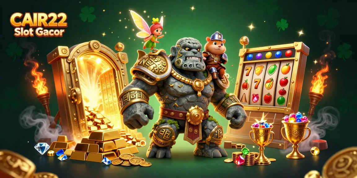 Berpartisipasi dalam CAIR22 Slot Gacor dengan golem dan peri sihir yang penuh koin emas.