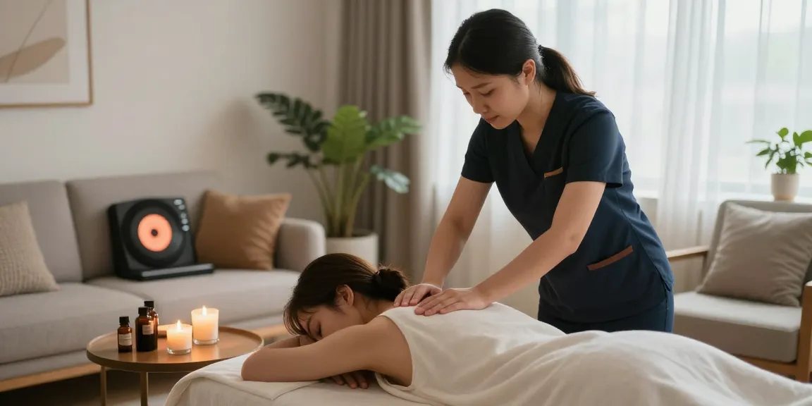 Experience 서울출장안마 in a serene home setting with a professional massage therapist providing relaxation.