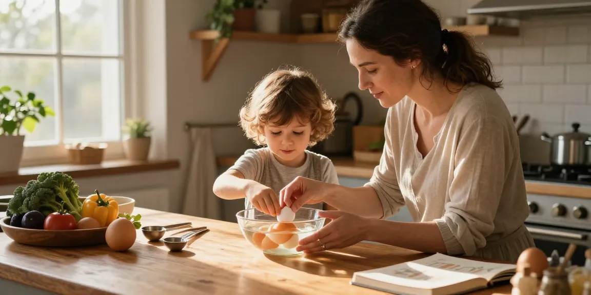 Metode Egg Float Test untuk mengecek kesegaran telur di dapur, https://www.eggfloattest.com/contact, ibu mengajarkan anaknya cara memeriksa kesegaran telur.