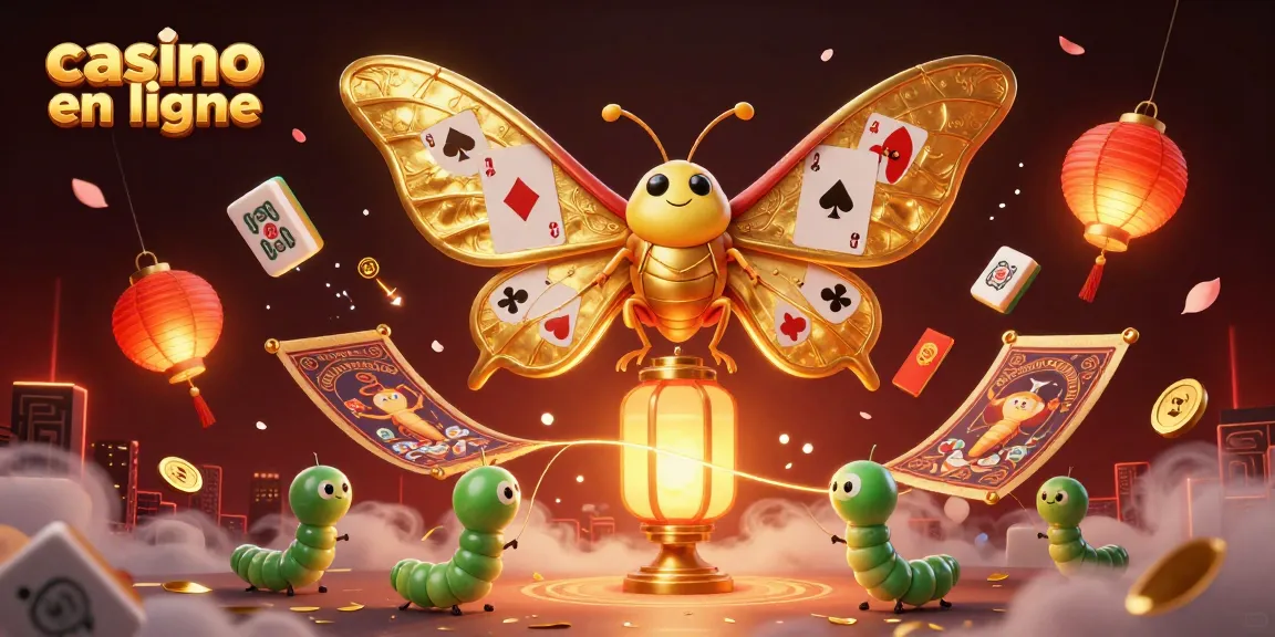 Illustration dynamique de casino en ligne avec un sphinx à ailes dorées et des éléments festifs