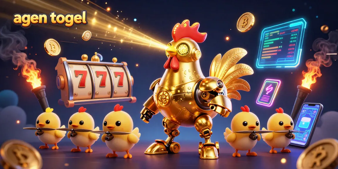 Engage with agen togel while exploring thrilling 3D illustration featuring robot and chick drones.