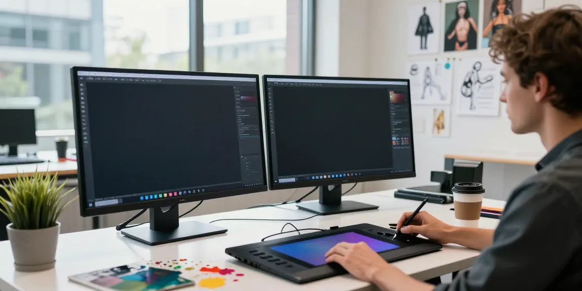 AI porn output quality showcased in a modern digital art studio with vibrant visuals.