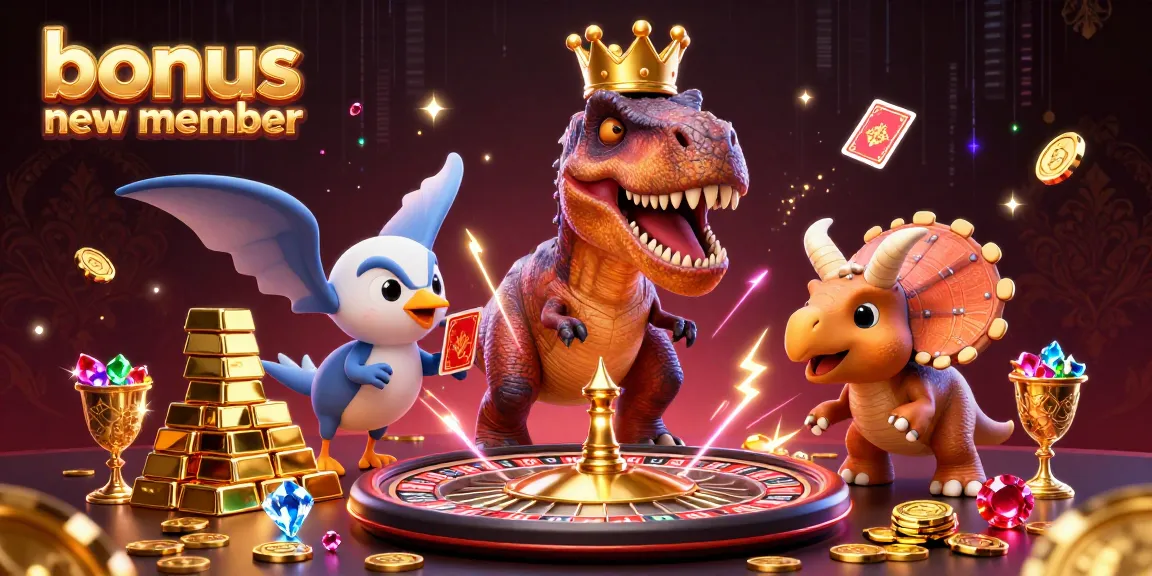 Engage with exciting gaming scenes featuring "bonus new member" rewards and vibrant roulette action.