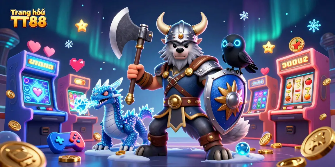 Engage with the excitement of Trang chủ TT88 featuring a dynamic 3D casino scene filled with vibrant characters and gaming elements.