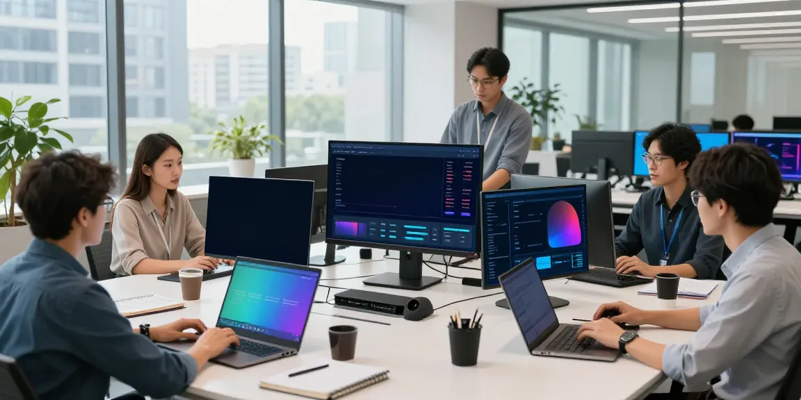 Diverse team collaborating on Azure managed cloud services in a modern office.
