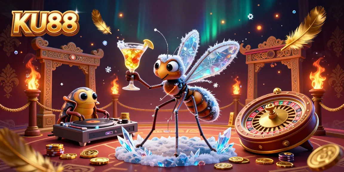 Engage with the vibrant casino atmosphere of KU88, featuring playful characters and dynamic game elements.