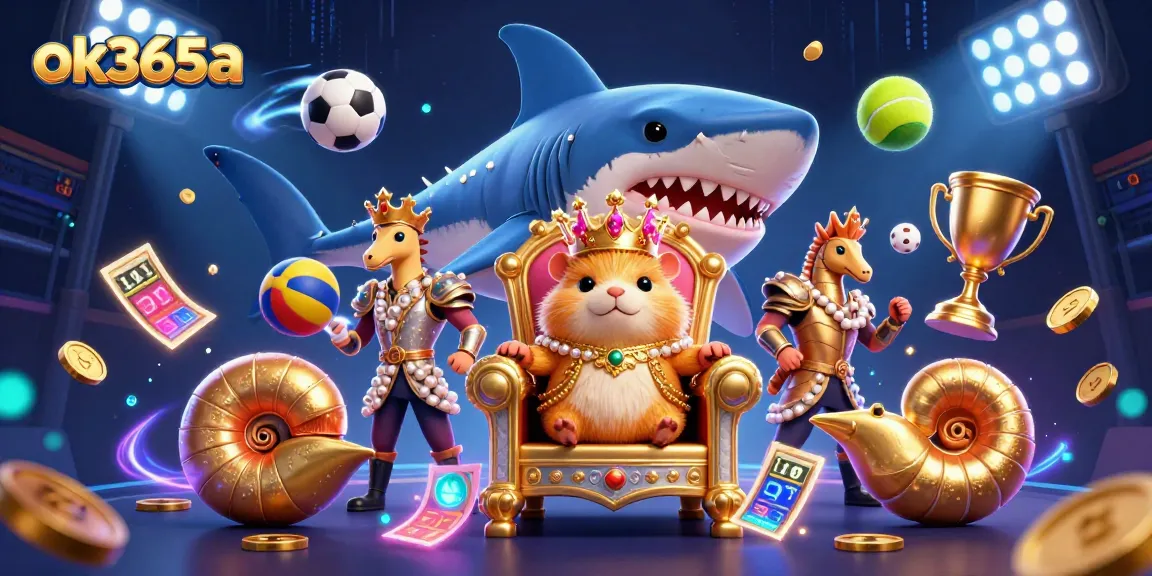 Engage with the vibrant gaming adventure of ok365a, featuring a fierce hamster king amidst dynamic sports elements.