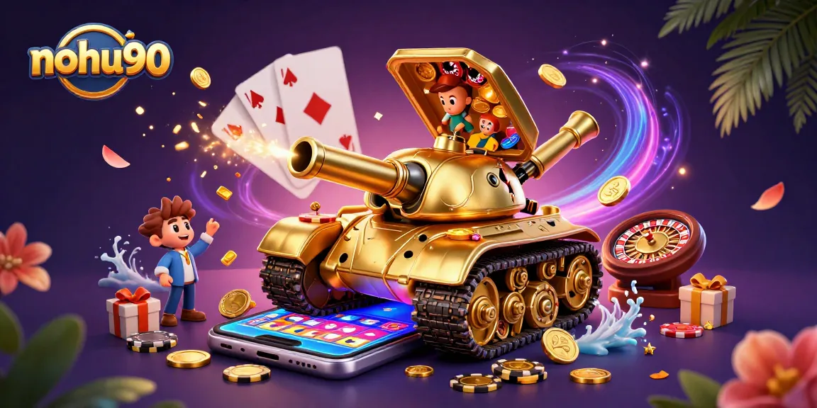 Win big at nohu90 with a golden beetle tank casino, slot games, and vibrant atmosphere!