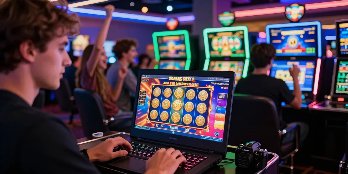 Intense online gaming session featuring bonus buy slots with vibrant graphics and celebratory atmosphere.