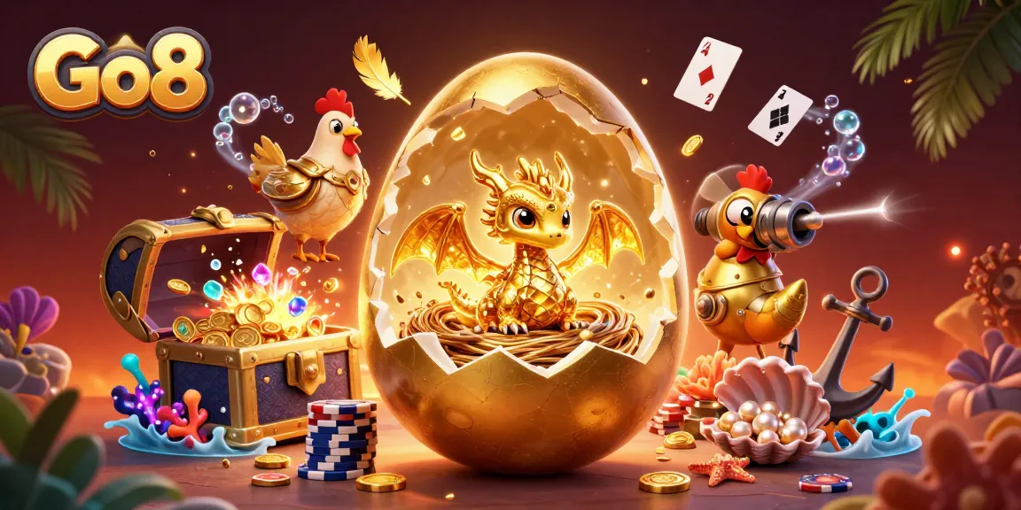 Go8 players enjoy epic wins surrounded by vibrant casino elements and golden treasures.