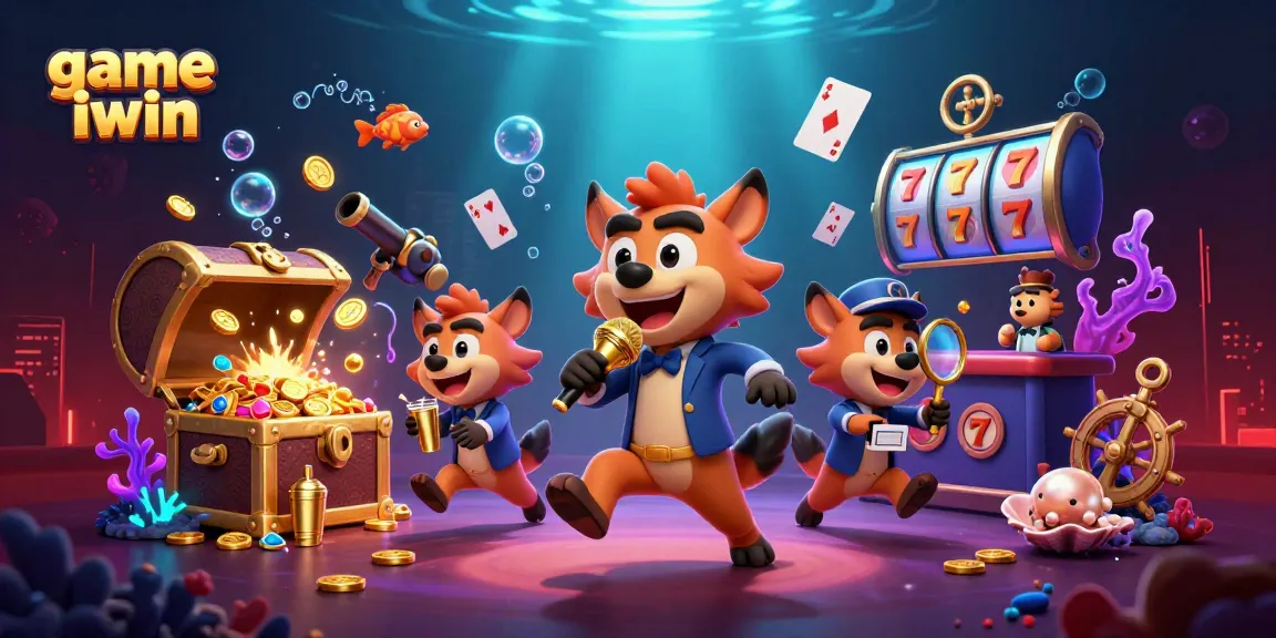 Join the fun at game iwin with hyenas in a vibrant casino scene filled with treasures.