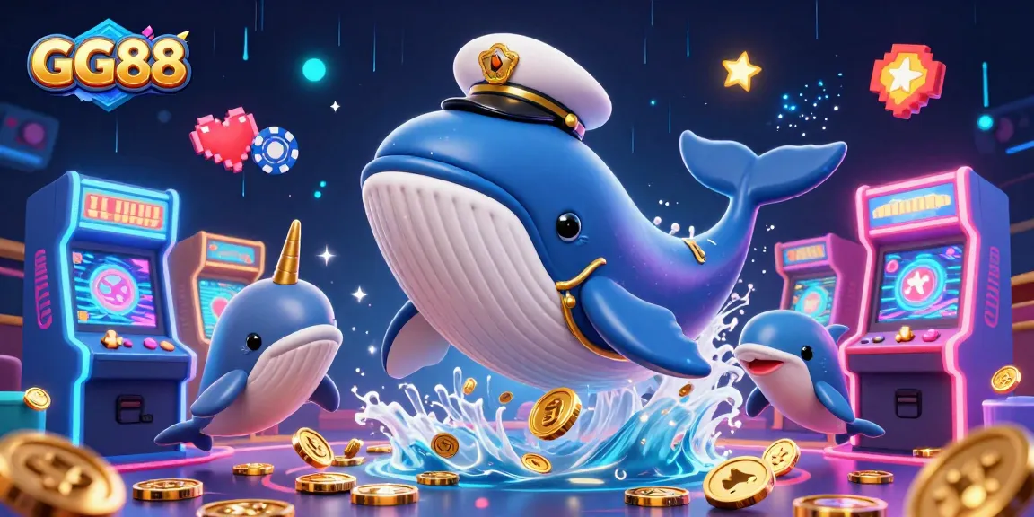 GG88 offers vibrant gaming experiences with thrilling whales and playful dolphins in a colorful casino atmosphere.