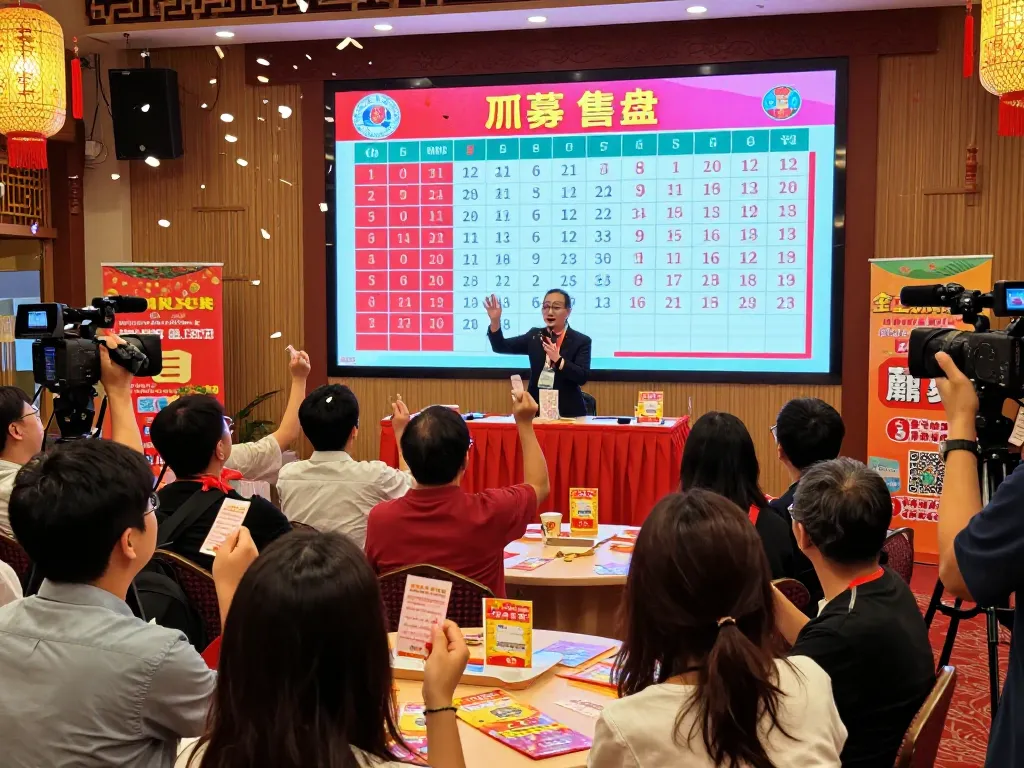 Excitement of Hongkong Lotto live draw with audience cheering and winning numbers displayed.