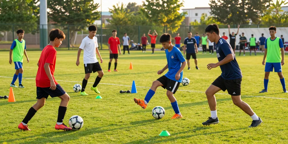 Fußball kaufen: Junge Spieler trainieren mit MANTOM Bällen auf dem Feld.