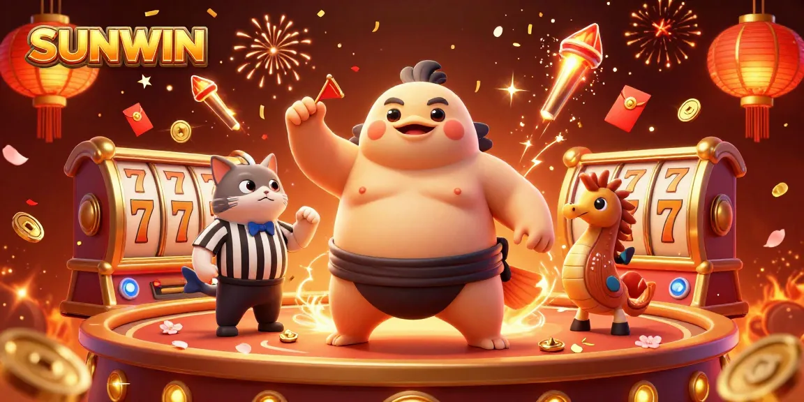 SUNWIN offers a vibrant casino scene with unique characters and slot elements, captivating players' attention.