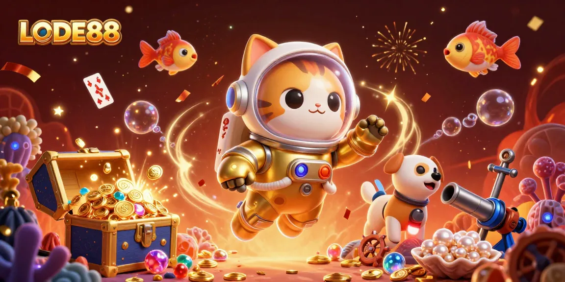 Engage with LODE88, featuring colorful underwater elements and an adventurous space theme.