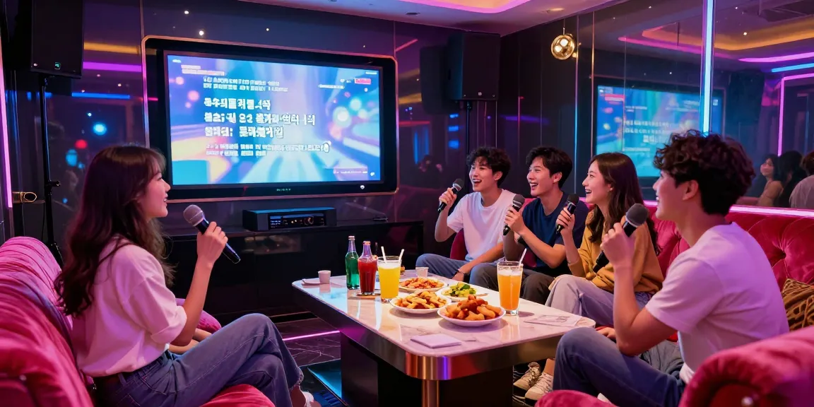 강남가라오케에서 친구들과 생일 파티를 즐기는 고급스러운 분위기