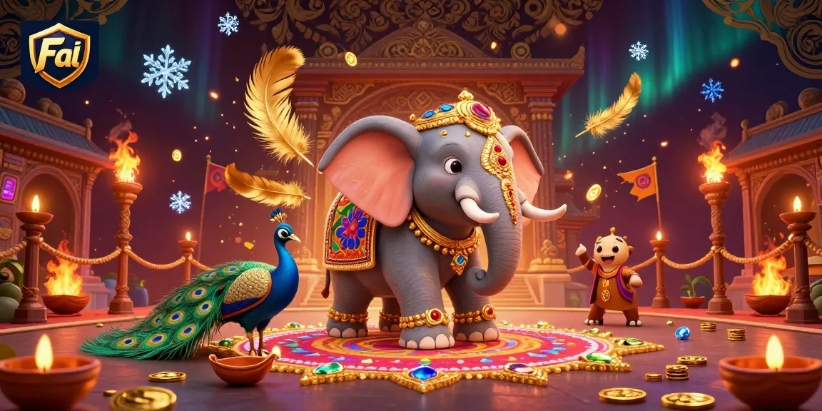 Engage with Fabet's vibrant and festive 3D casino illustration featuring Diwali-themed characters and dynamic gaming elements.