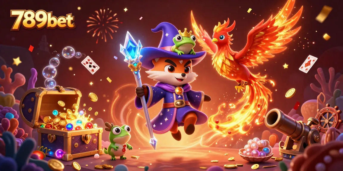 Experience thrilling wins with 789bet's captivating 3D casino illustration featuring a wizard and phoenix.
