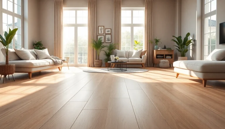 Showcasing quality vinyl flooring in a warm blonde oak finish, enhancing modern interiors.