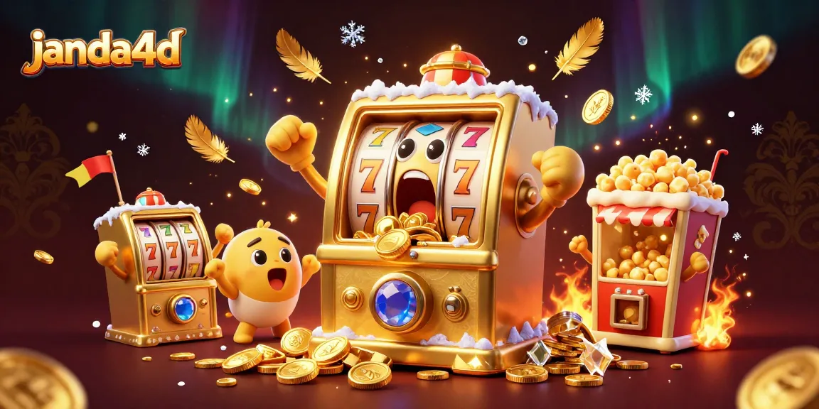 Janda4D memberikan pengalaman bermain slot yang menyenangkan dengan mesin slot emas yang mengeluarkan koin.