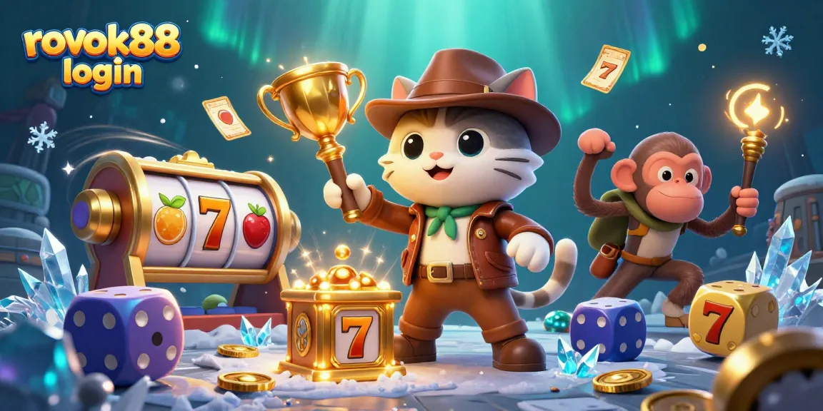 Engage with rokok88 login for thrilling online slots action in a vibrant 3D casino scene.