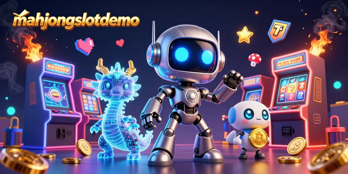 Join the fun with mahjongslotdemo as engaging characters showcase vibrant casino elements in a dynamic scene.