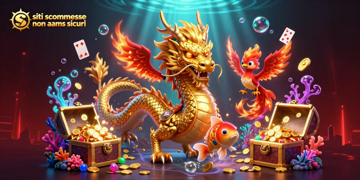 Scommettere in siti scommesse non AAMS sicuri con un drago dorato e monete scintillanti.