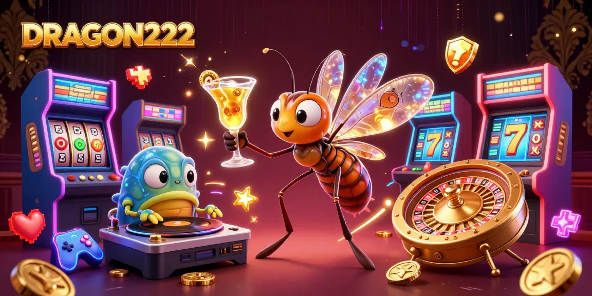 Engage with DRAGON222’s vibrant casino experience featuring unique game elements in an immersive illustration.