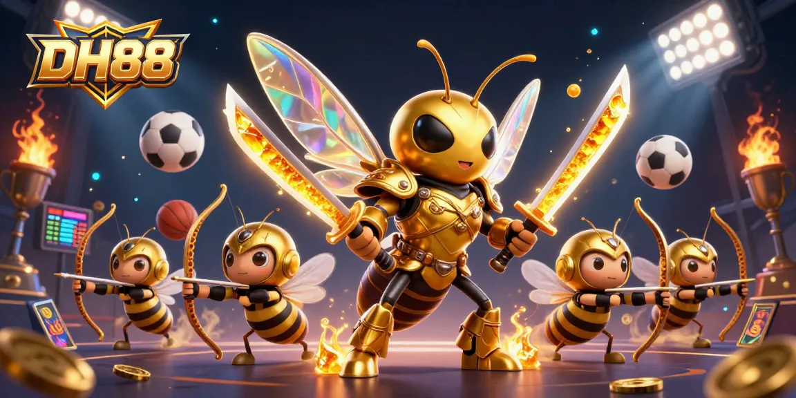 Experience thrilling action at DH88 with a golden hornet samurai battling in a vibrant casino atmosphere.