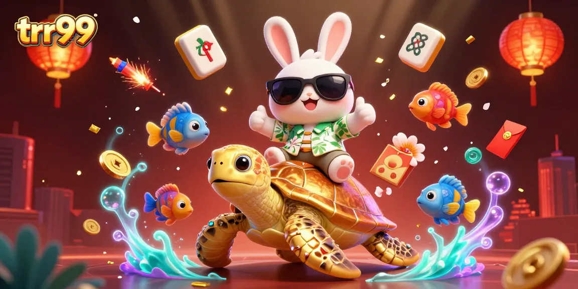 Experience thrilling gaming at trr99 with a lively scene of a lucky rabbit and sea turtle