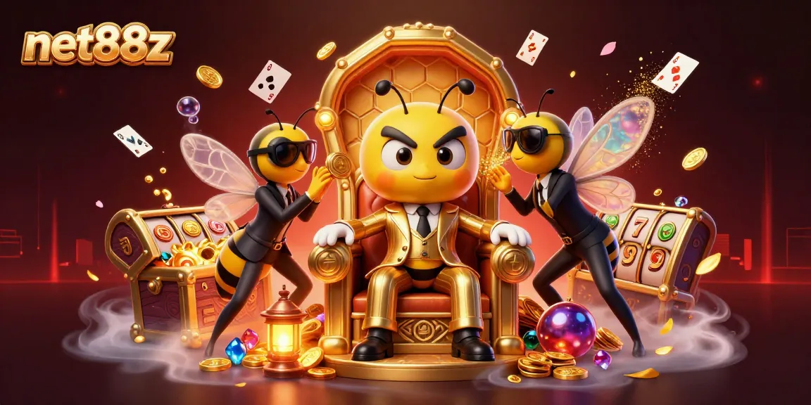 Experience net88z with a thrilling 3D casino scene featuring a bumblebee mob boss and slot reels.
