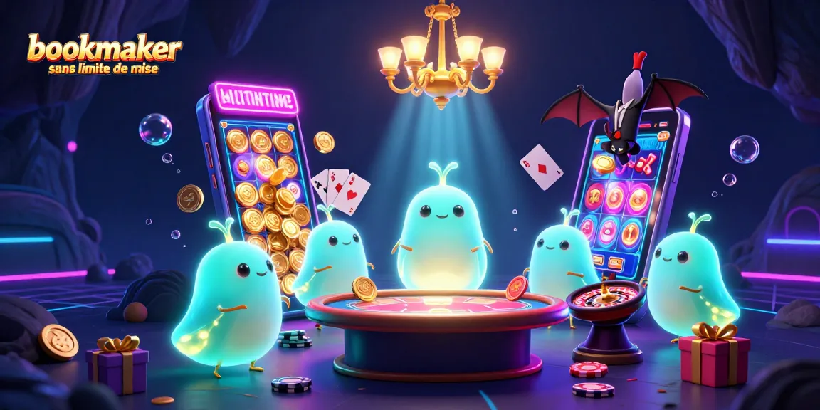 Placer des mises sur un bookmaker sans limite de mise dans un casino sous-marin animé avec des personnages lumineux