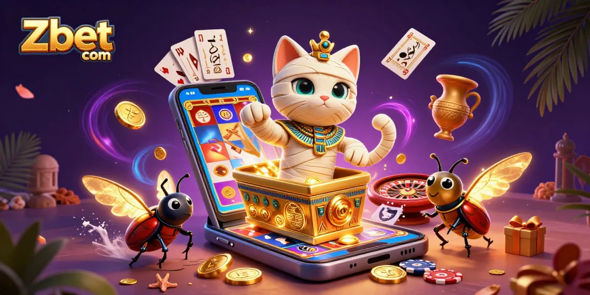 Engage with Zbet com's thrilling pyramid casino adventure featuring an Egyptian mummy cat!
