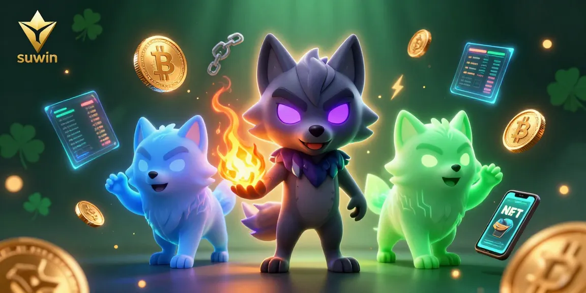 Enjoy thrilling gambling at suwin with a dynamic scene featuring ghostly wolves and crypto features.