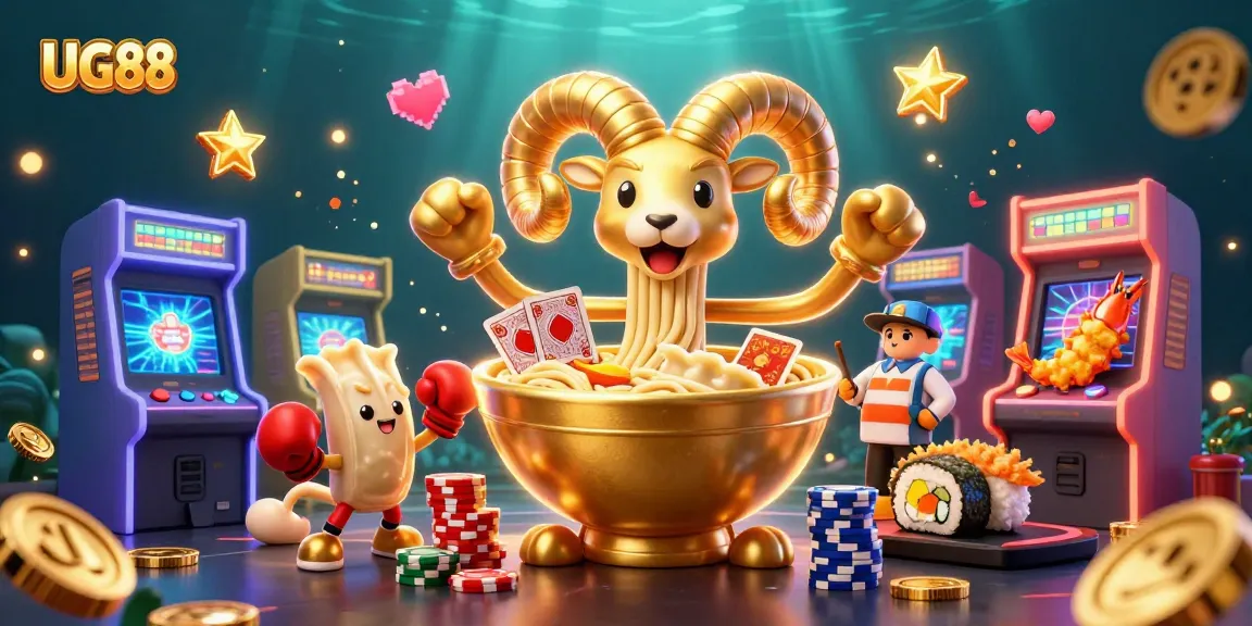 Engage in exciting gambling action at UG88 with our vibrant casino illustration.