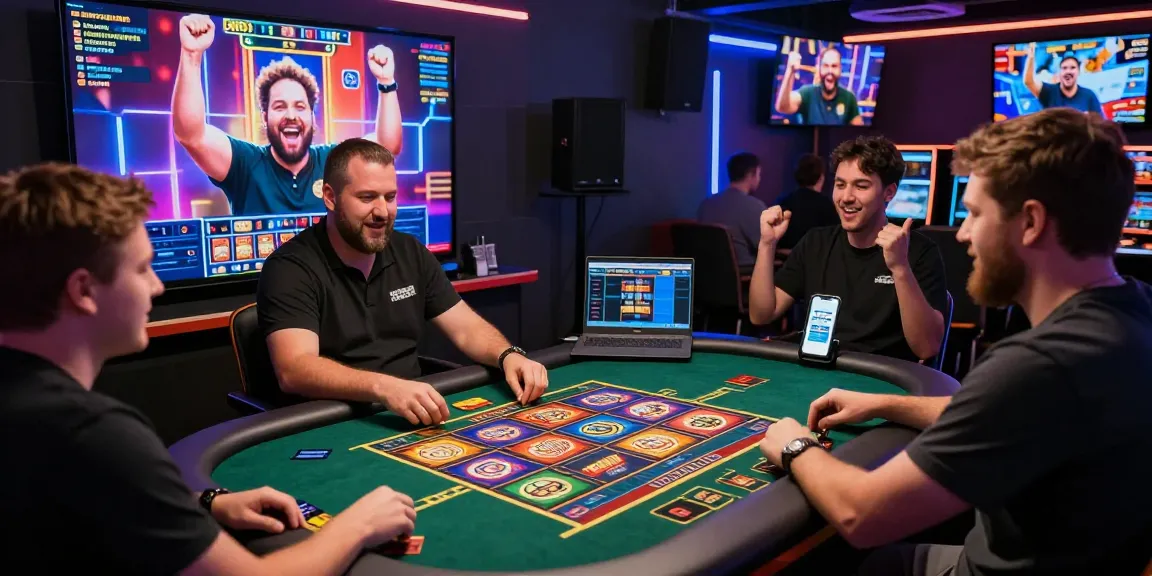 Credit Card Casinos at spinysoft.co.uk: Exciting live gaming atmosphere with players engaged and credit cards featured prominently.