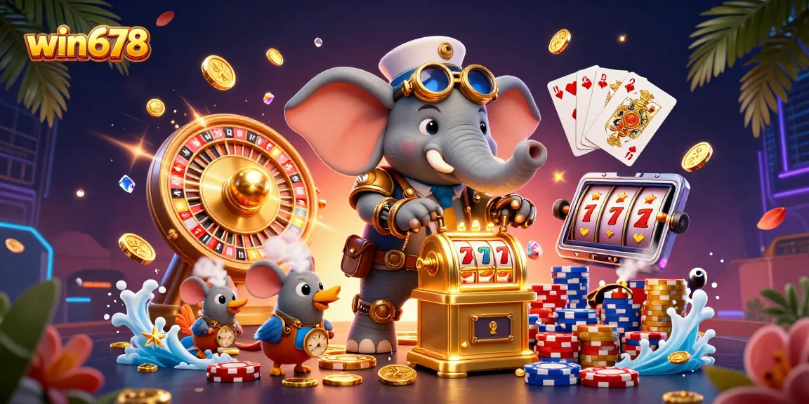 Engage with win678 and experience thrilling spins on a vibrant slot machine surrounded by rewards.
